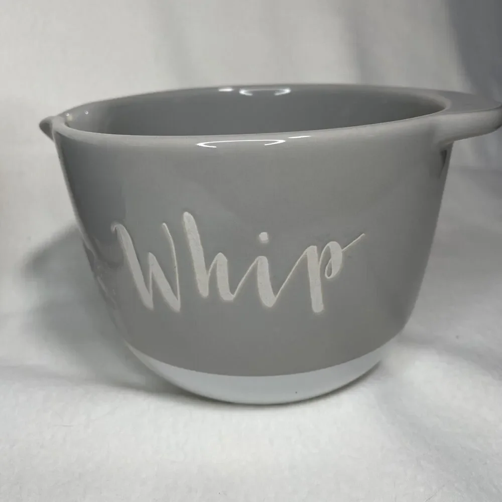 Symphony Stoneware Nesting Mixing Bowls Pottery Set 2 Blue/ White, Tan/ White